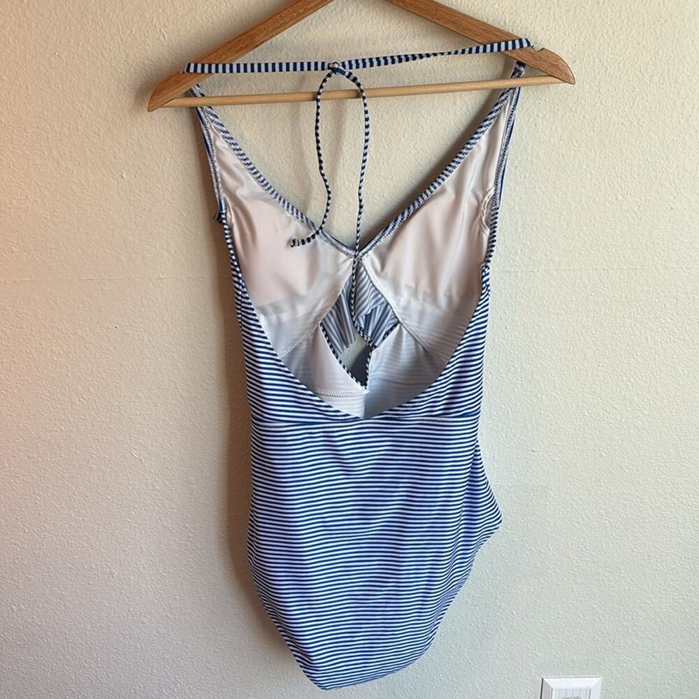 AERIE Blue Gingham Halter One Piece Cut Out M Long - Picture 4 of 6